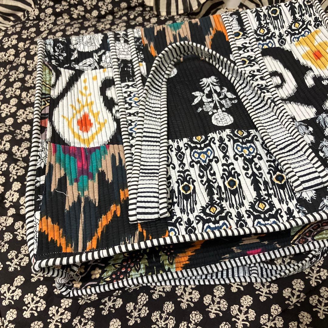 ハンドメイド キルティングトートバッグ 大容量 コットン