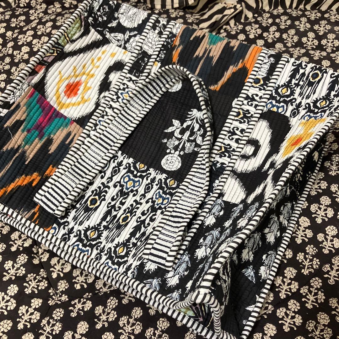 ハンドメイド キルティングトートバッグ 大容量 コットン