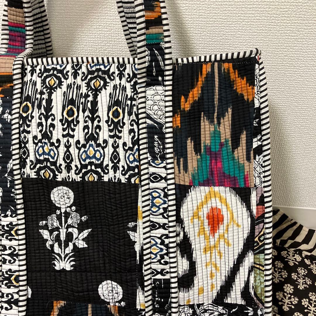 ハンドメイド キルティングトートバッグ 大容量 コットン