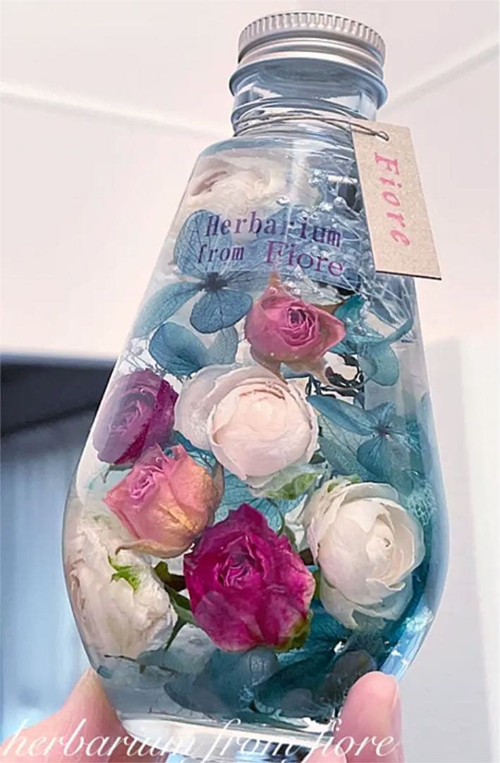 ハーバリウム　ローズガーデン　＊しずく＊　沢山の薔薇達　キラキラかすみ草