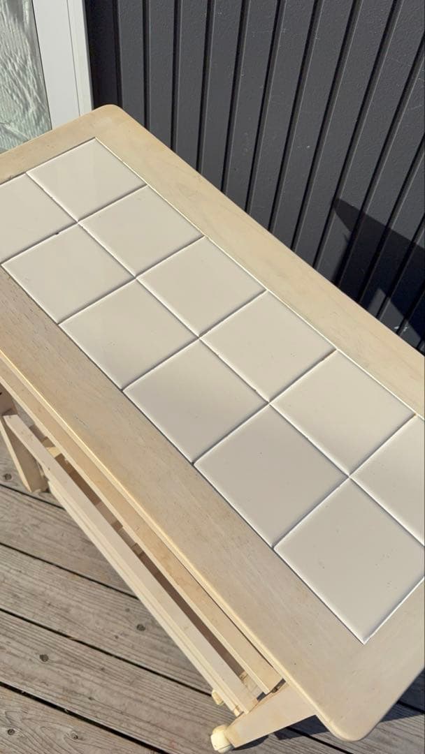 北欧レトロ タイルトップ キッチンワゴン 木製ワゴン キャスター リメイクベース