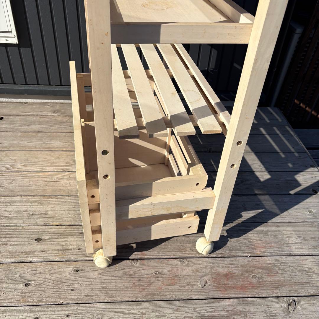 北欧レトロ タイルトップ キッチンワゴン 木製ワゴン キャスター リメイクベース