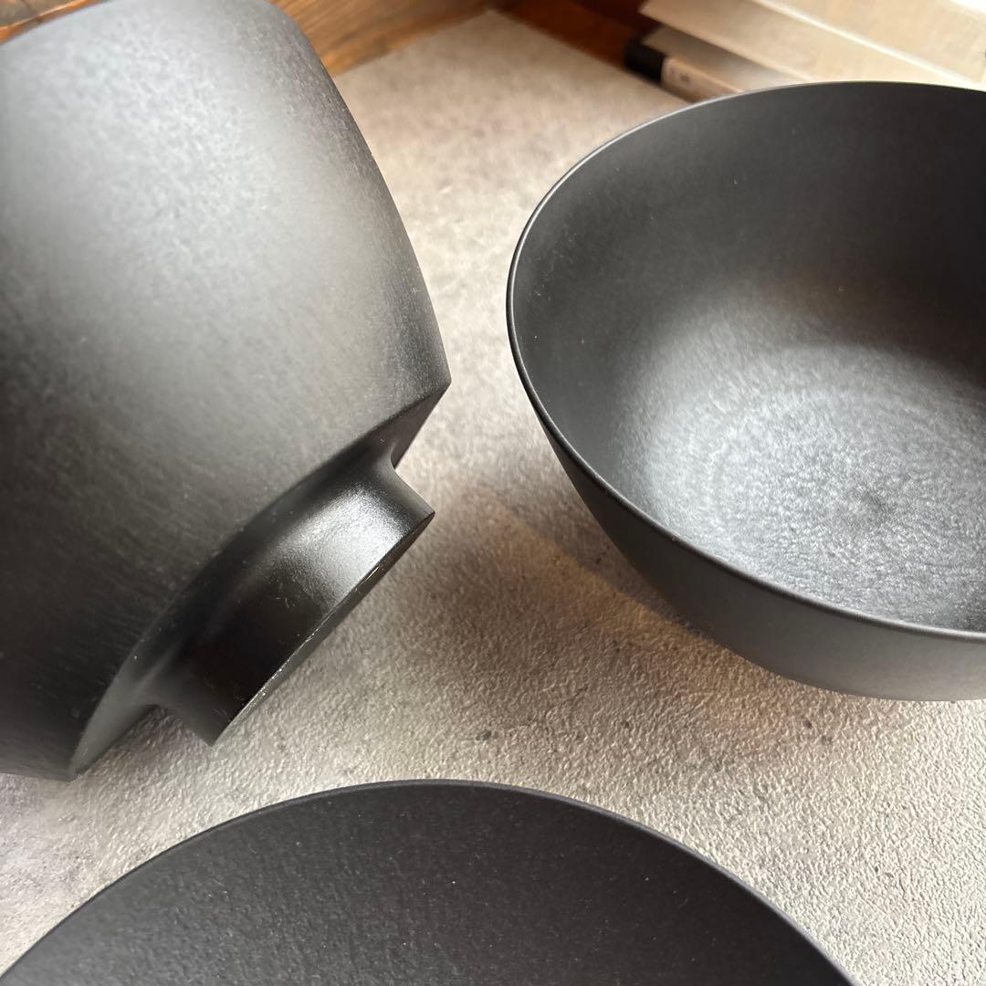 ARAS エイラス どんぶり鉢 浅鉢セット ブラック 2個セット