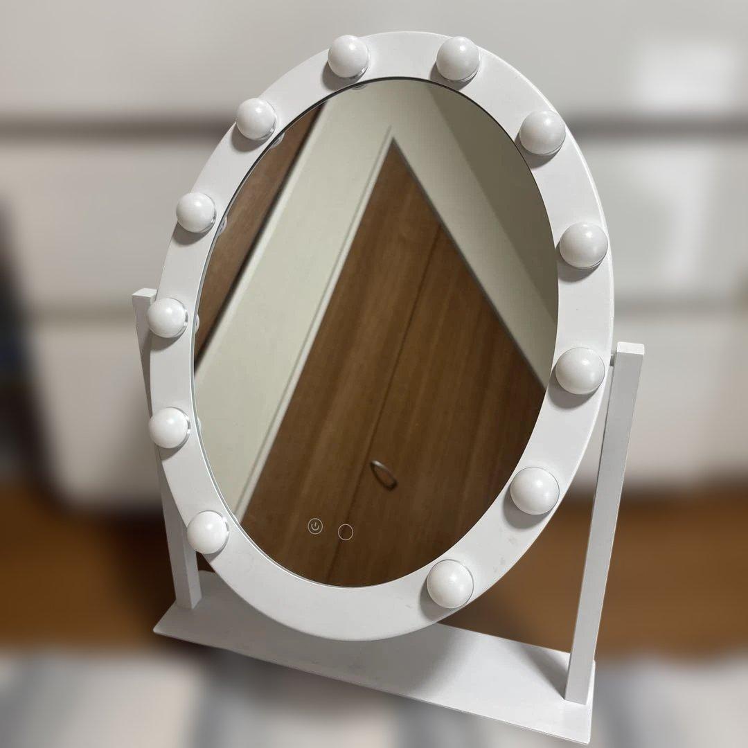 【美品】フッツェ ハリウッドミラー ラウンドL ホワイト Francfranc