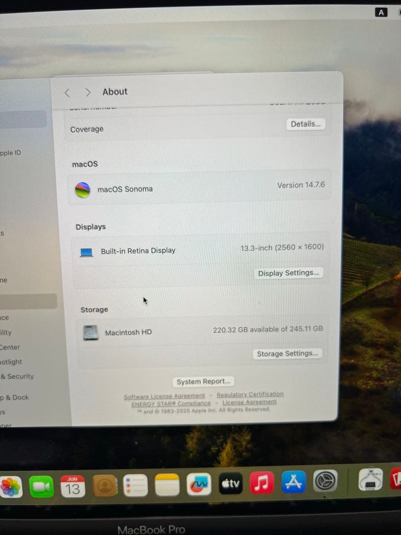 MacBook本体 MacBook Pro M1 2020 8GB 256gb