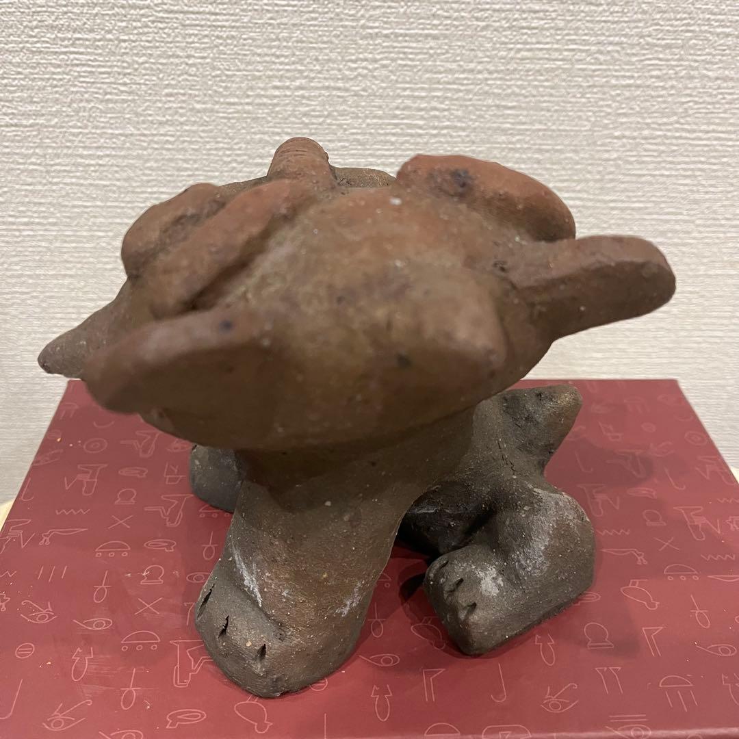 沖縄県西表島「青烽窯」の陶土製シーサー＆イタリア製の陶器受け皿＆貝殻付き