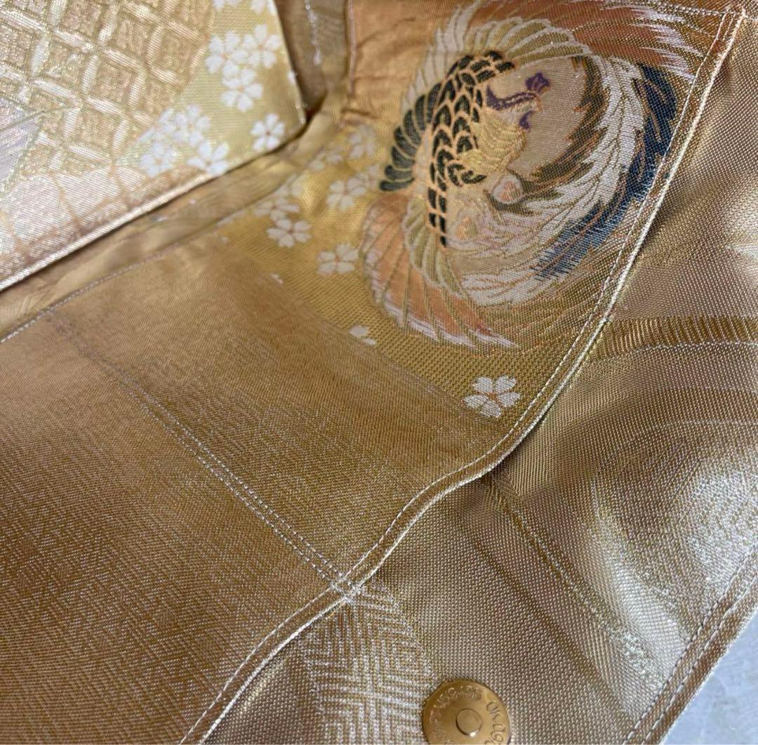 帯リメイクバッグ古典柄 宮中紋様(王朝姫之詩)姫様 正絹帯 西陣織／鳳凰 御所車