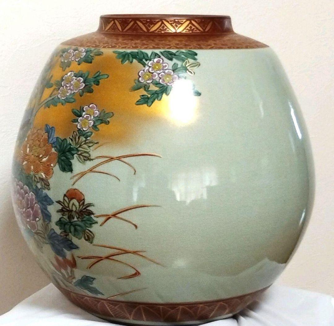 【美品】九谷焼　仙春作　花瓶　特大　10号　花鳥図柄