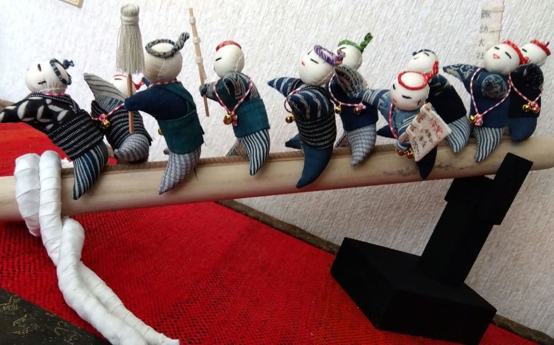 諏訪大社　御柱祭　木落し　藍染古布