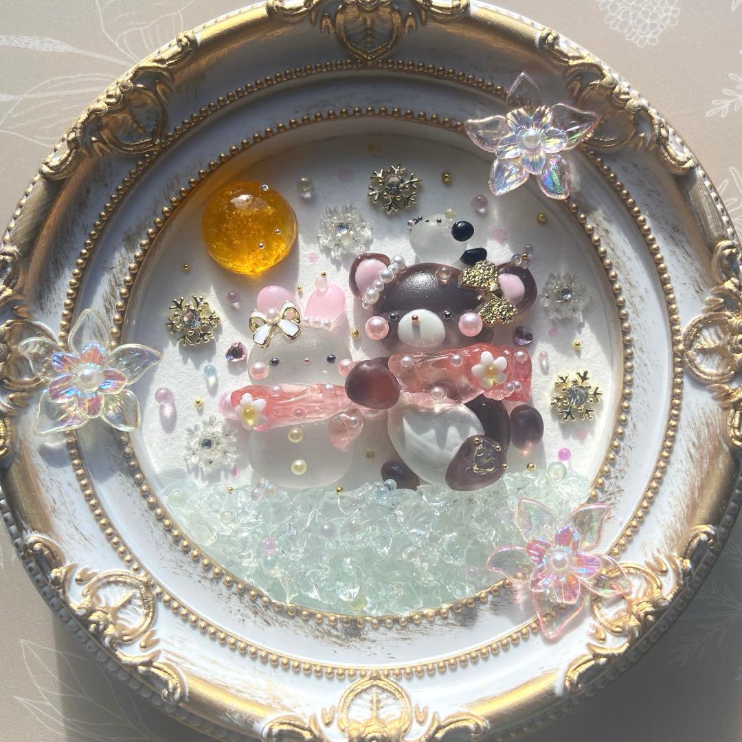 ♡おそろいマフラー優しいくまさん♡ガラス シーグラスアート 雪