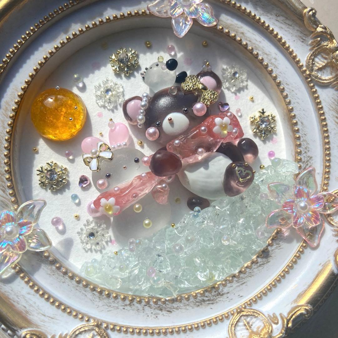 ♡おそろいマフラー優しいくまさん♡ガラス シーグラスアート 雪