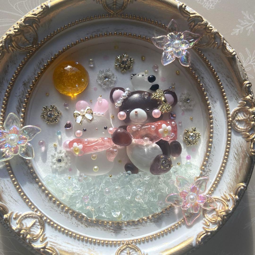 ♡おそろいマフラー優しいくまさん♡ガラス シーグラスアート 雪