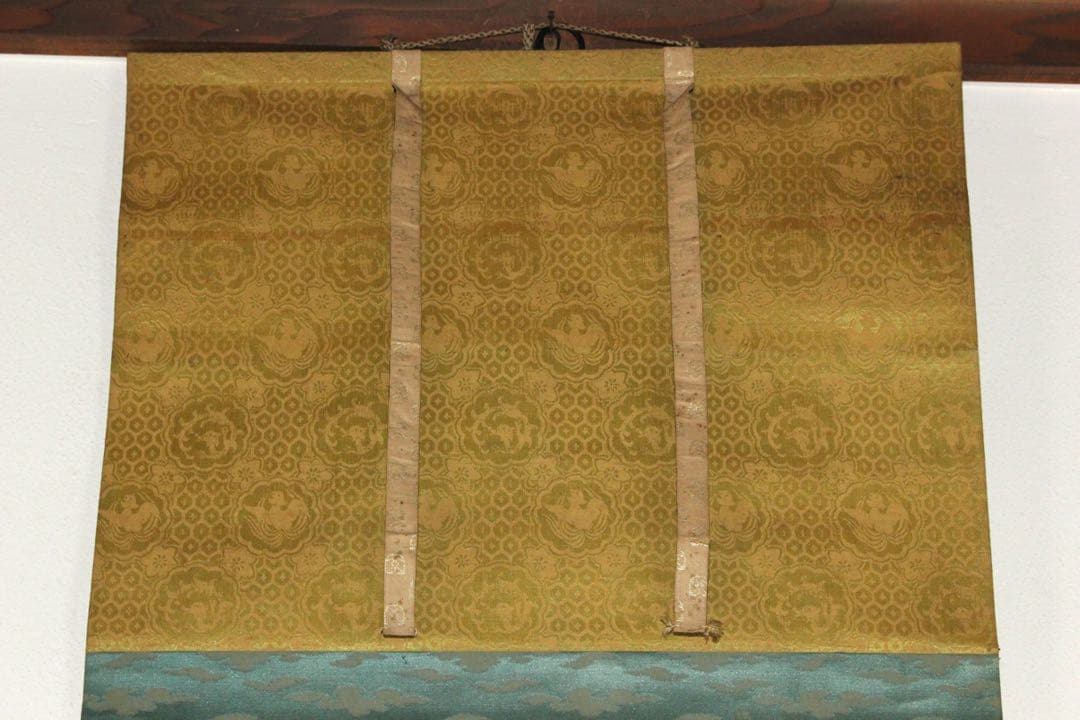 No5744掛軸　越後国長岡市山田町稲荷社印　二字書　紙本　神道　護符　送料無料