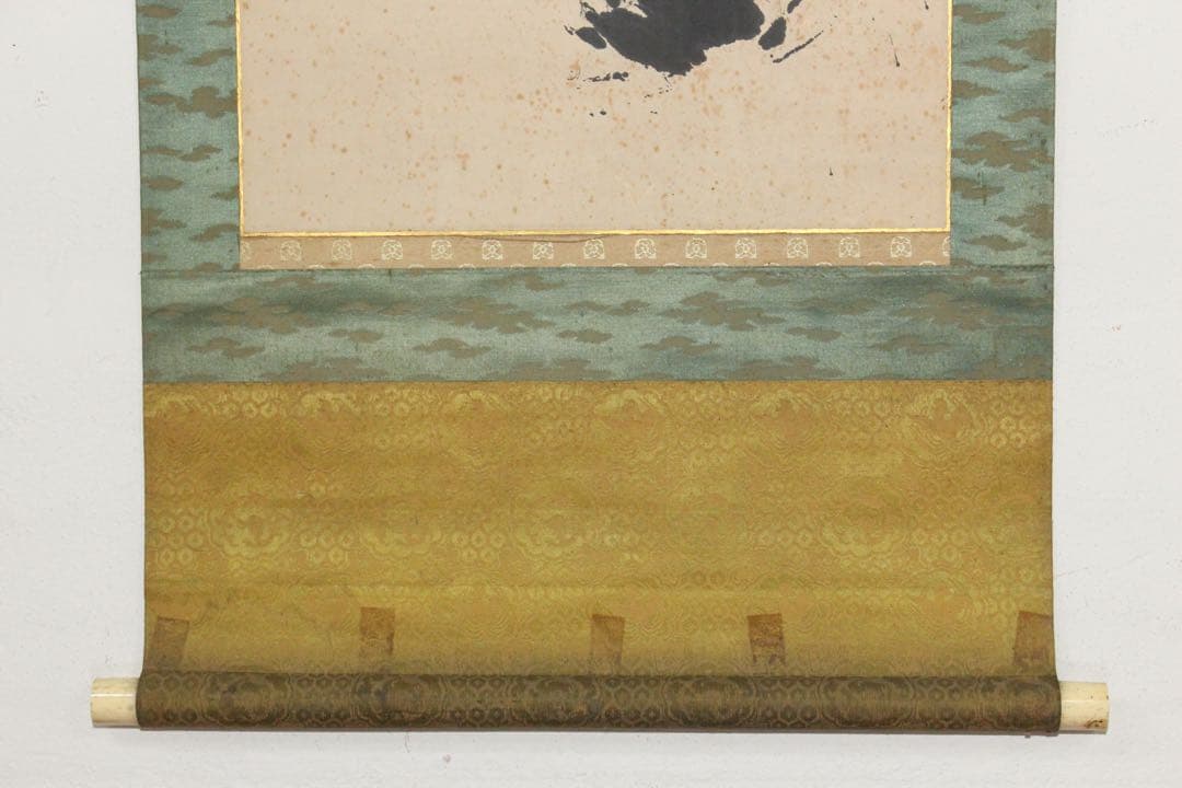 No5744掛軸　越後国長岡市山田町稲荷社印　二字書　紙本　神道　護符　送料無料