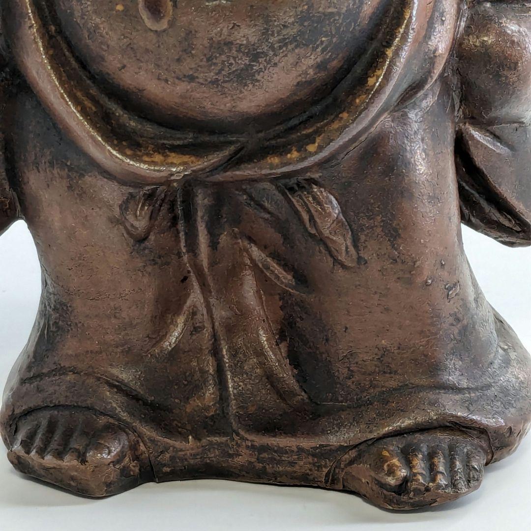藤原龍湖 備前焼 布袋尊像 置物 七福神 縁起物 工芸品 開運招福 金運 財運