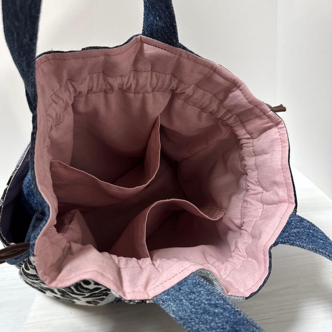 コロ葱(マロ)様　ハンドメイド　デニムリメイク　巾着トートバッグ