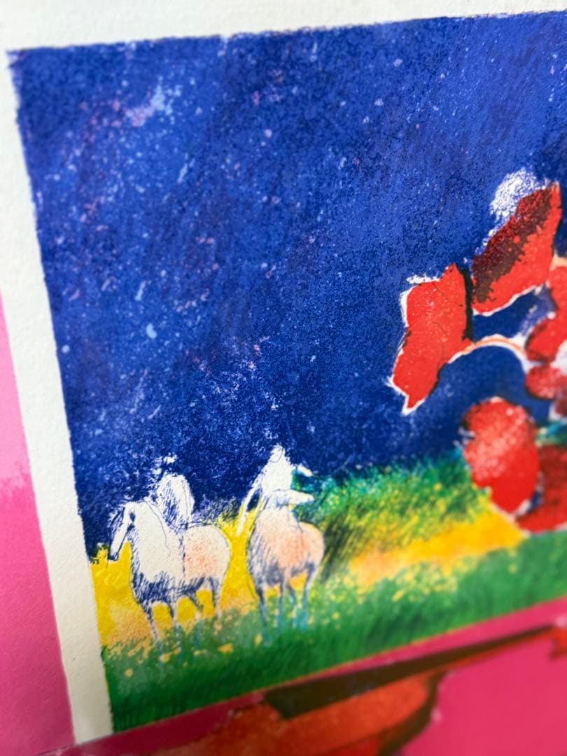 限定100点 版画 リトグラフ 額装 花×バイオリン アート作品 美術品