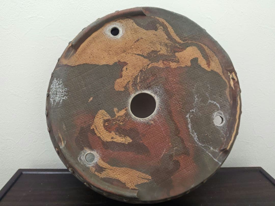 珍しいマーブル模様　盆栽鉢 直径約37.5cm×8cm　落款あり