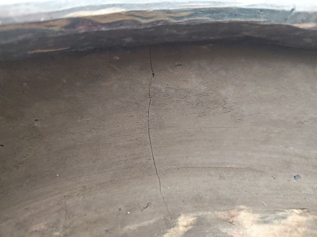 珍しいマーブル模様　盆栽鉢 直径約37.5cm×8cm　落款あり