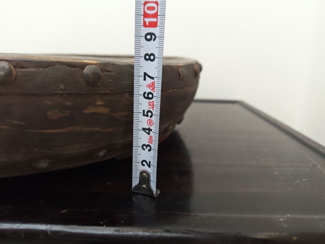 珍しいマーブル模様　盆栽鉢 直径約37.5cm×8cm　落款あり