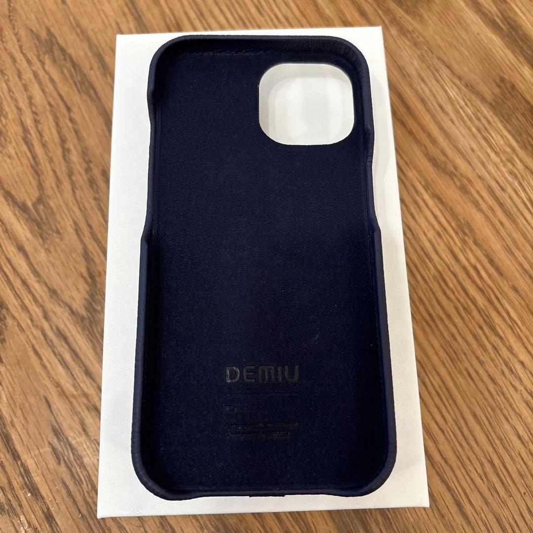 iPhone15 DEMIU ネイビー iPhoneケース カードポケット付き
