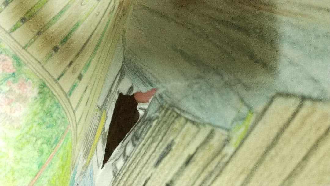 日本画家　丸山石根　民家　写生　破れ穴あり　ルーマニア？