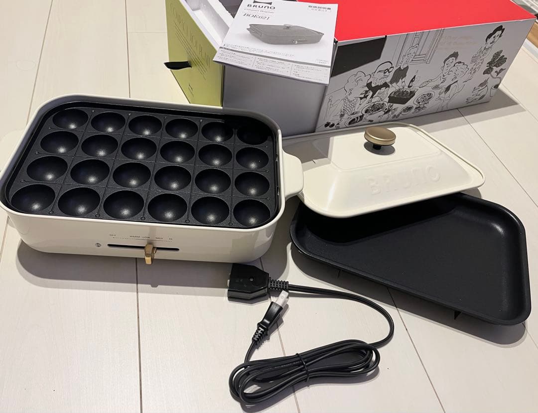 BRUNO ブルーノ　コンパクトホットプレート たこ焼きプレート付　未使用保管品