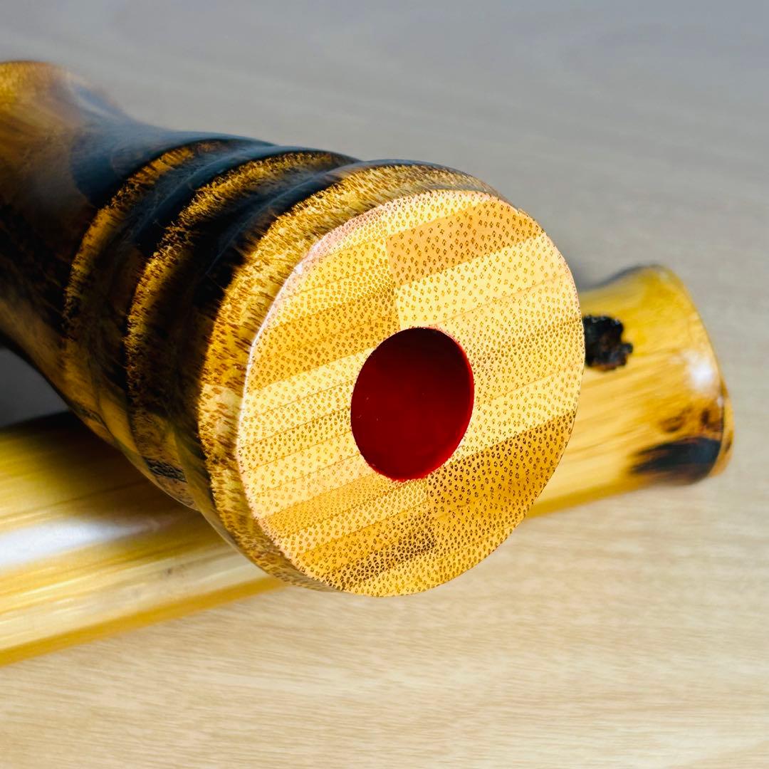 【現状品】胡蝶宝 尺八 合竹 曲管 節あり 焼印あり 琴古流 1.8尺