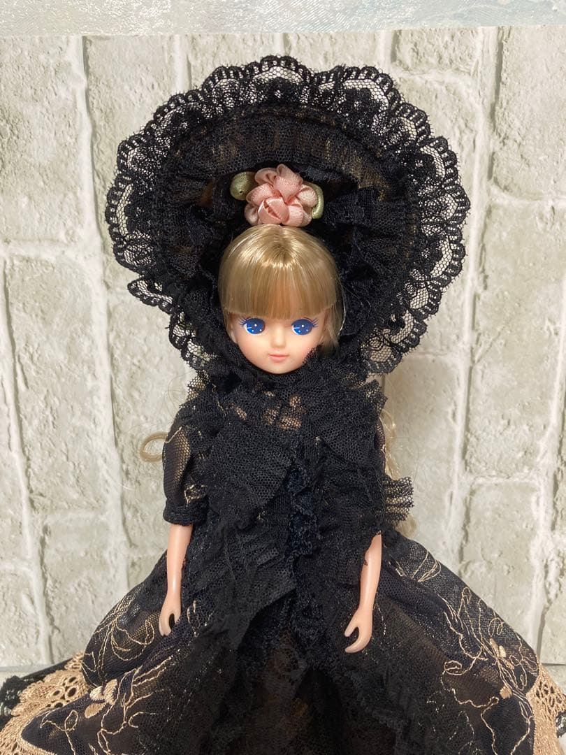 リカちゃんドレス22㎝ドールボンネット付きドレスハンドメイド