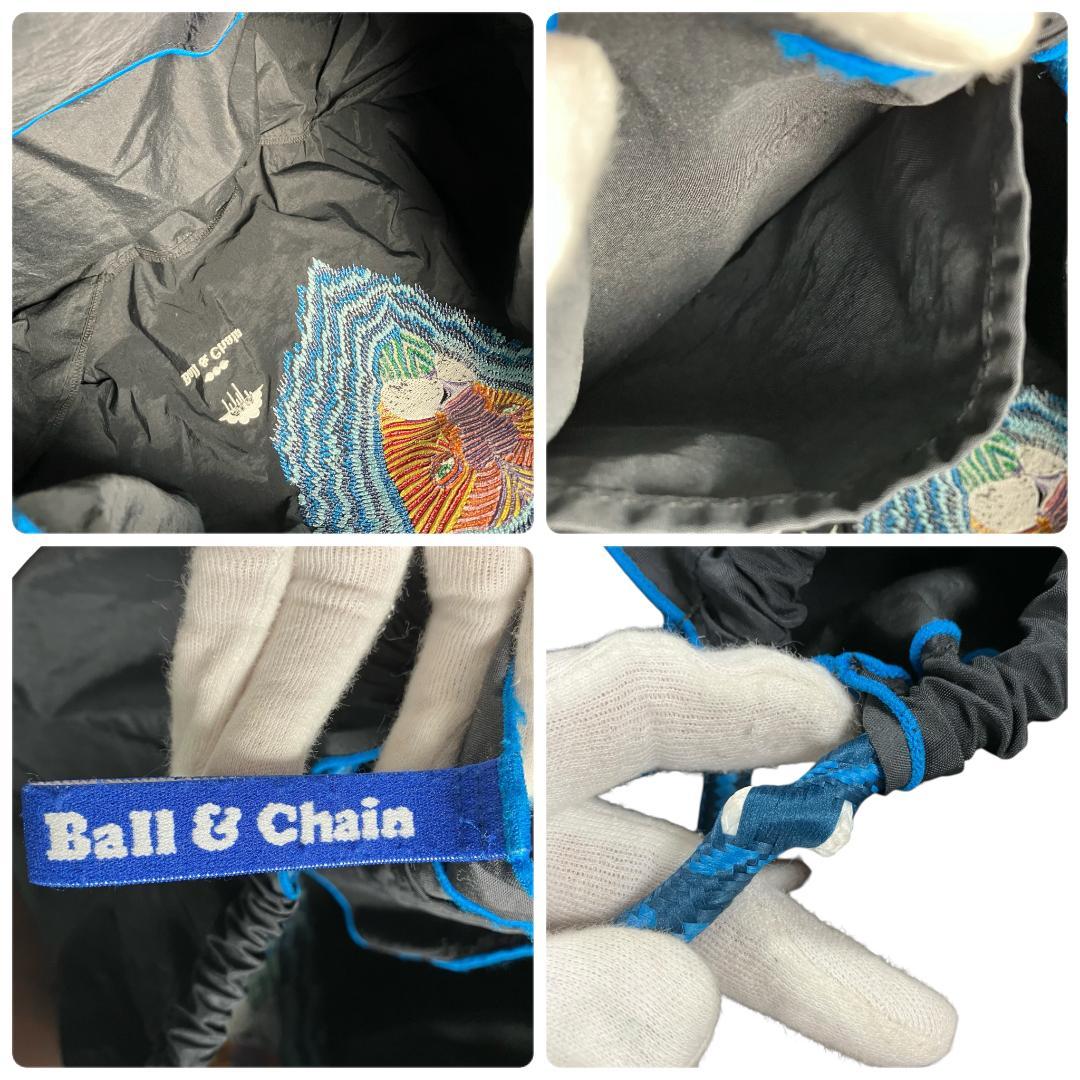 ボールアンドチェーン エコバッグ ナイロン ライオン刺繍 トートバッグ ブラック