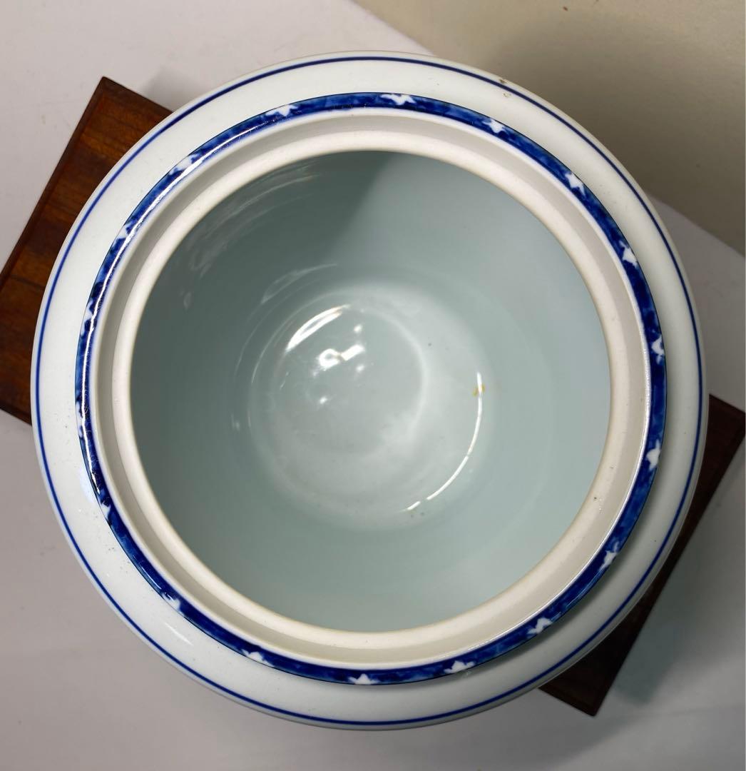 【茶道具】平安紫翠造　染付末広竹水指（共箱）