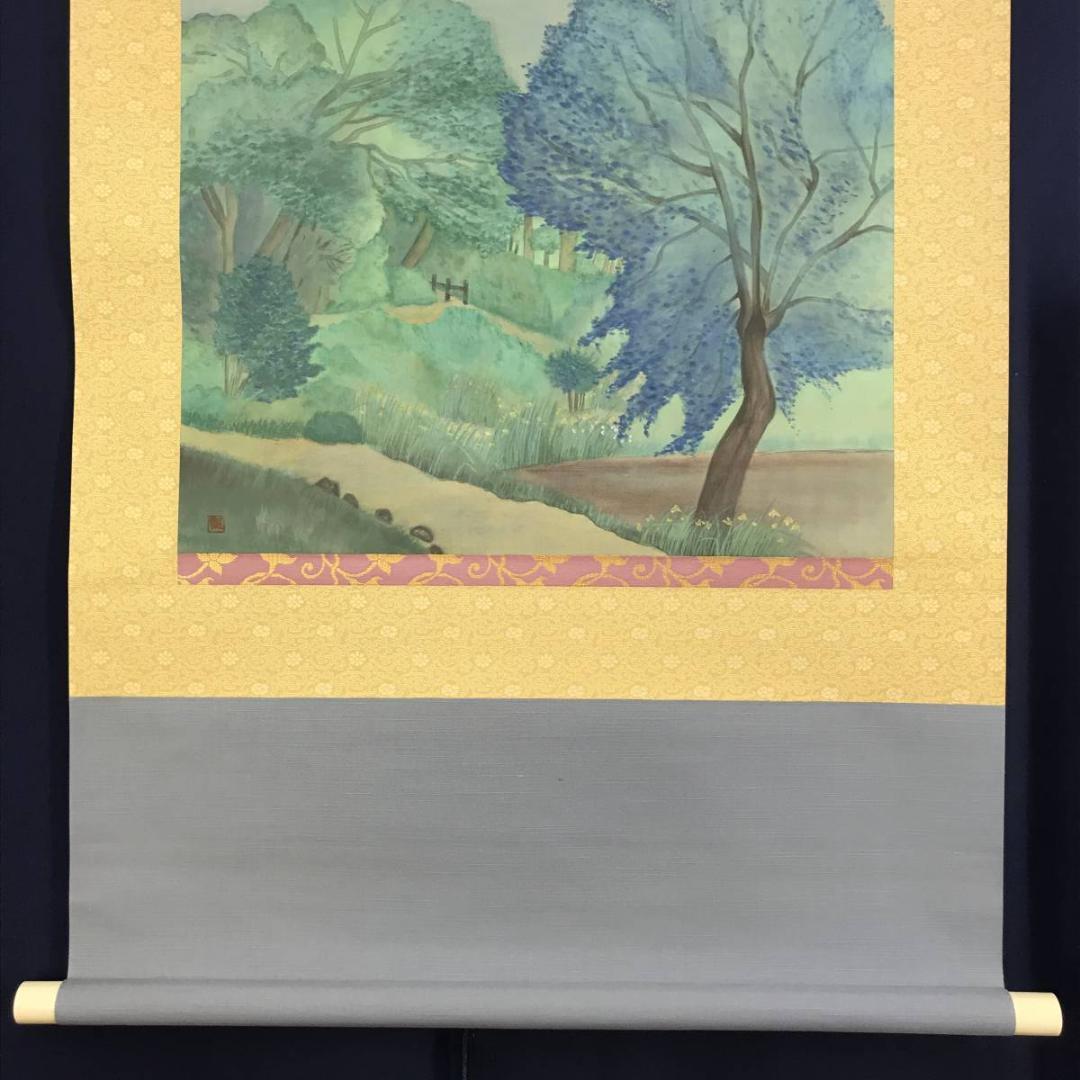 作者不詳/春風景図/山水図/横物/燕子花/アヤメ図/掛軸/名家伝来/AD-655