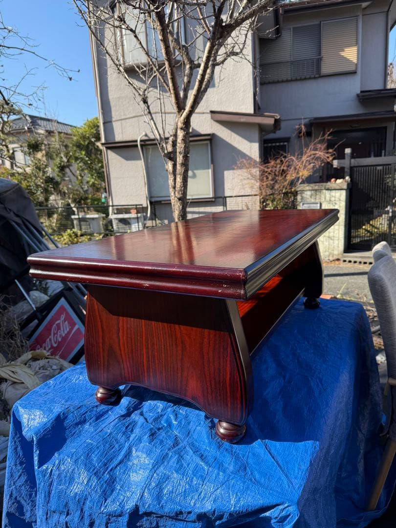 和モダン 木製ローテーブル 幅120cm 棚付き 座卓 センターテーブル
