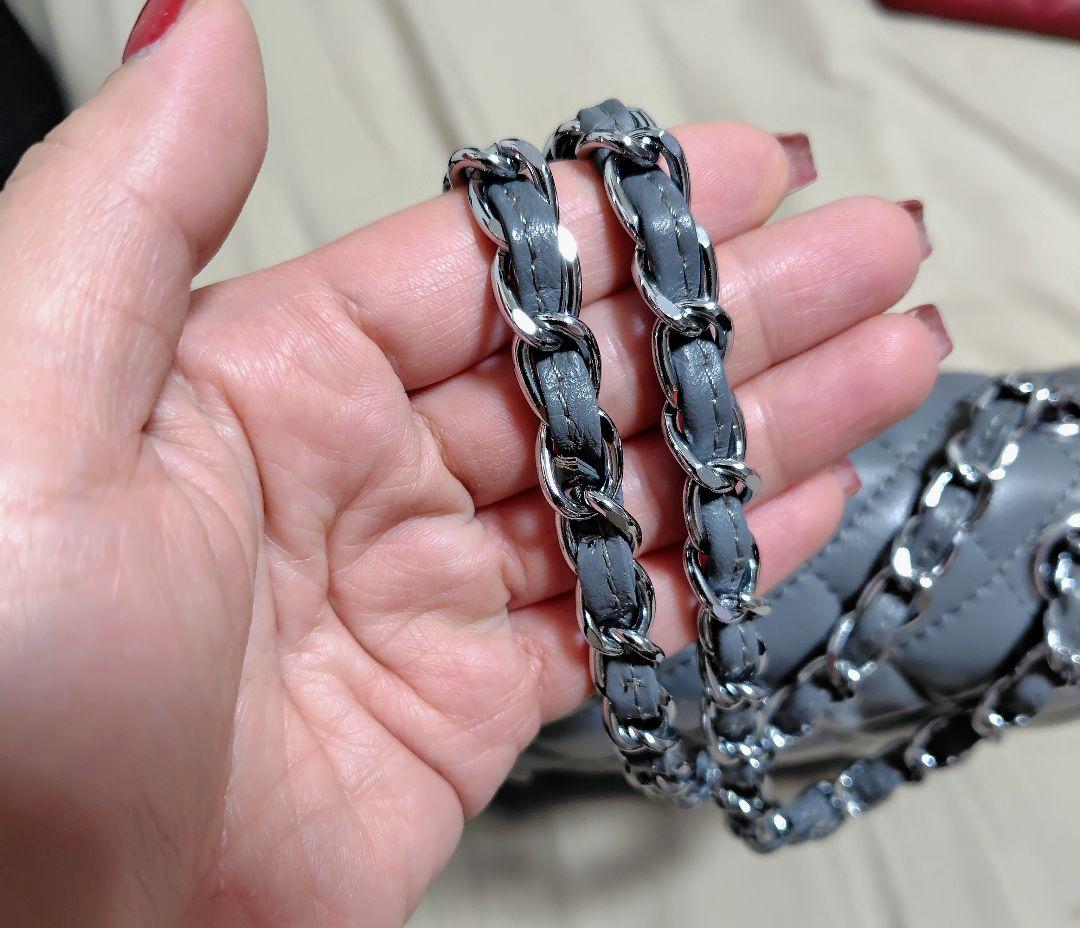 ‪♡CHANEL‪♡ グレー キルティング フラップバッグ✨美品✨