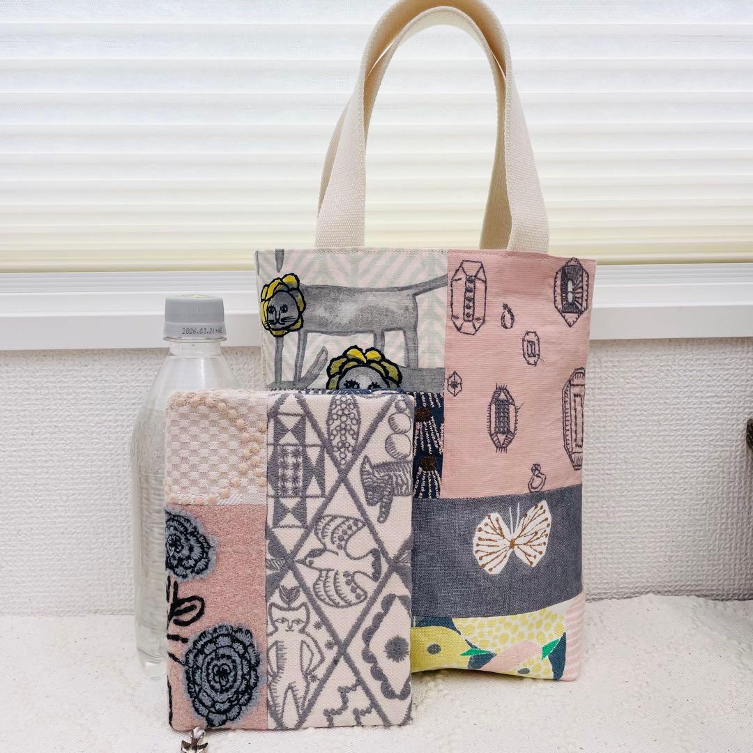 ミナペルホネン ハンドメイド パッチワーク ミニ手提げバッグ