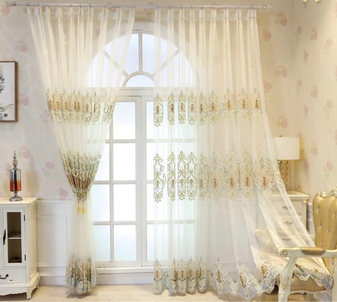 おしゃれ ミラーレースカーテン オーダーカーテン ヨーロッパ風 刺繍 カーテン
