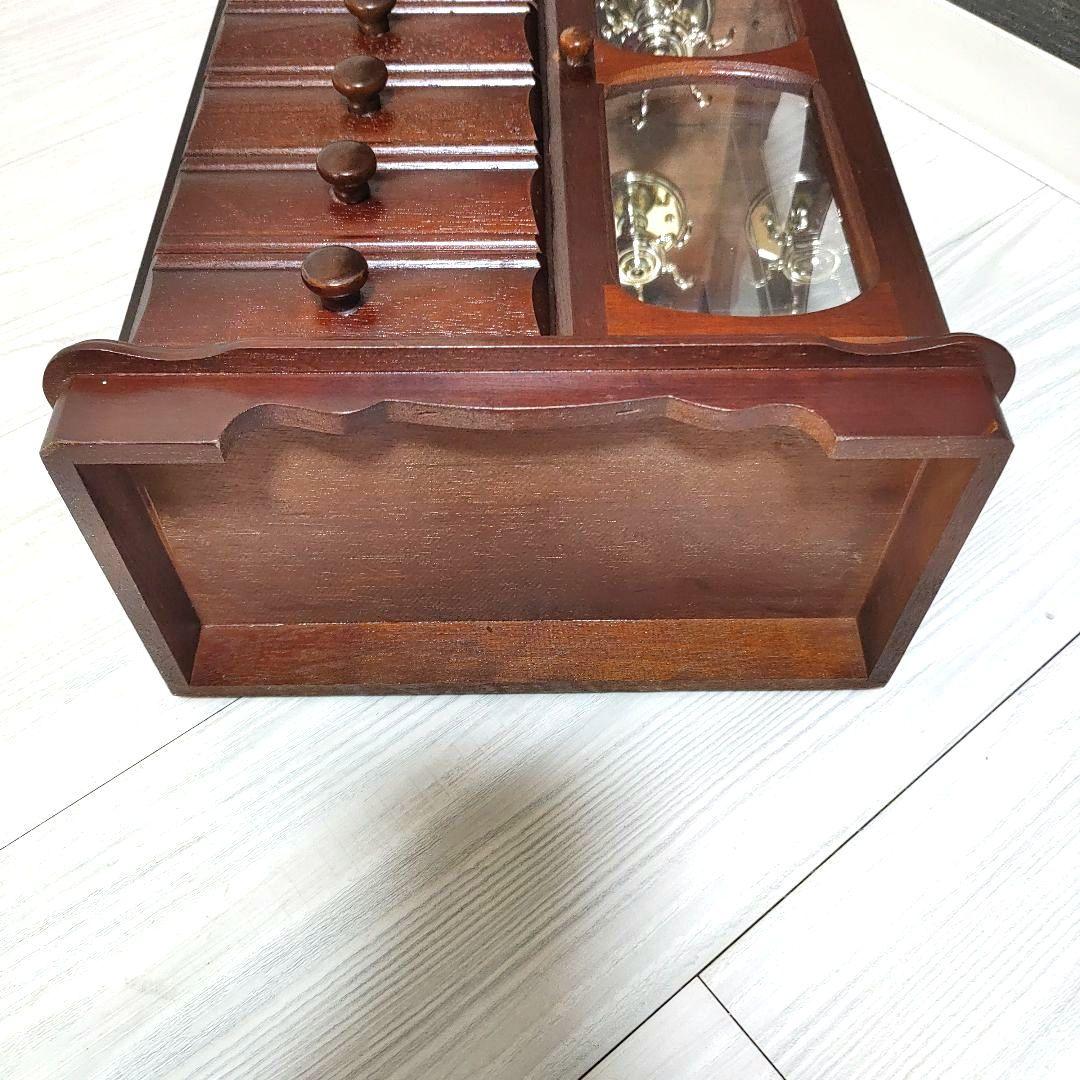 アンティーク　木製ジュエリー　アクセサリーボックス　引き出し6段　オルゴール