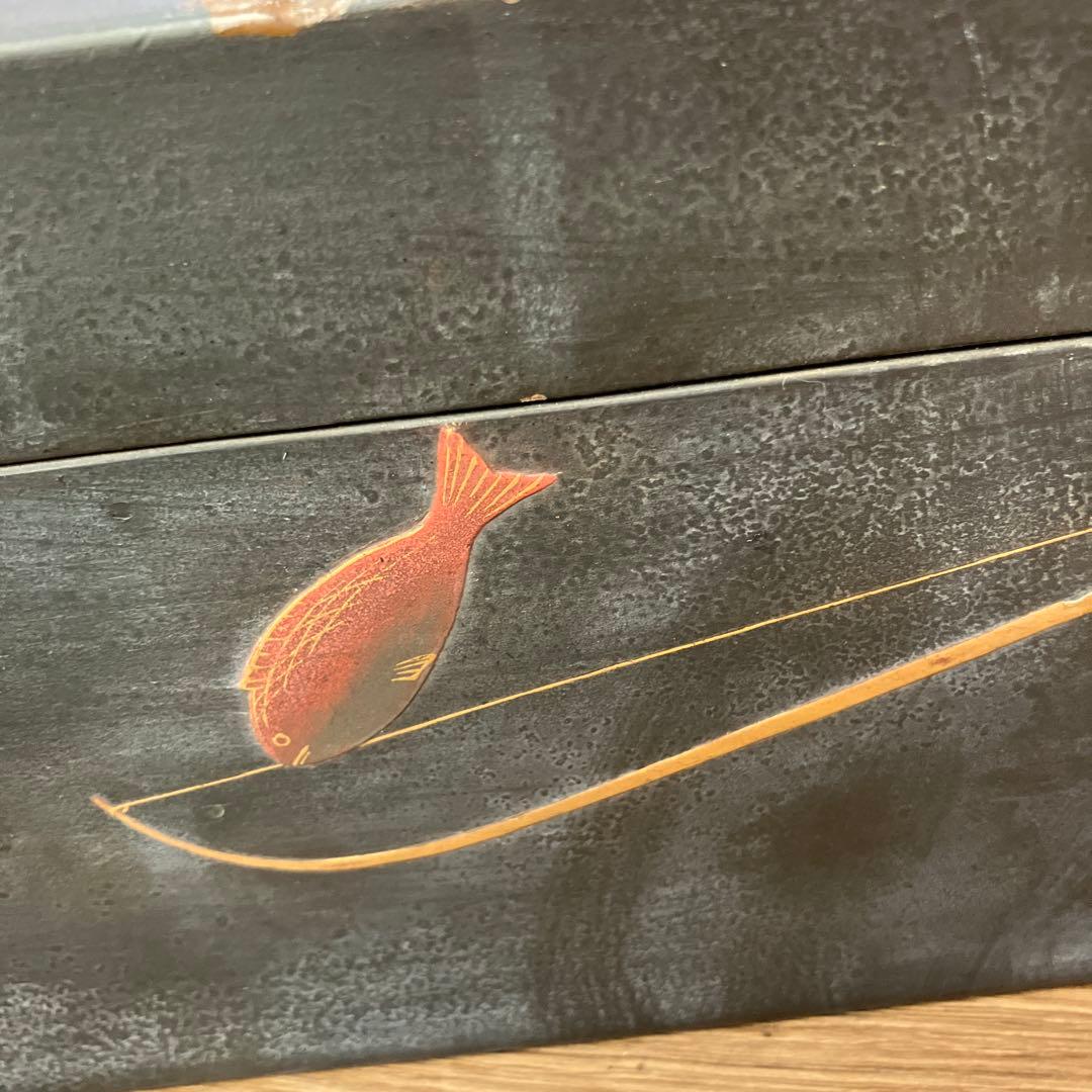 4F 文箱 文庫 漆器 蒔絵 太鼓 ウサギ 風車 玩具 骨董 アンティーク 玩具
