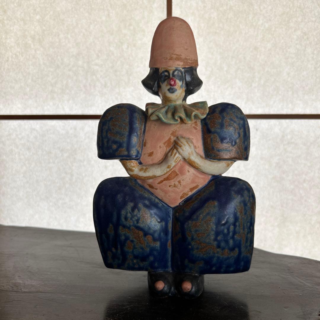 陶器製ピエロ　青とピンク