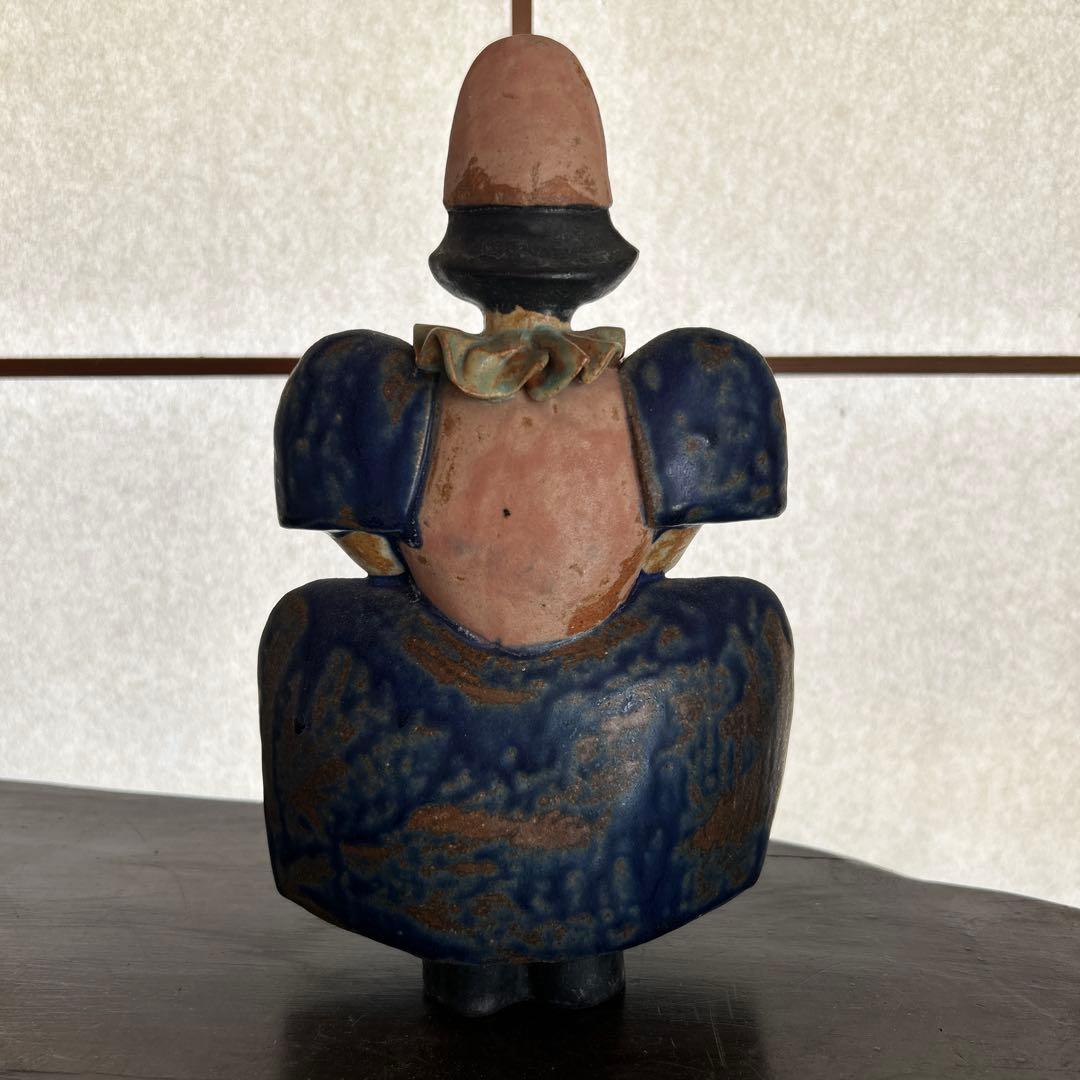 陶器製ピエロ　青とピンク