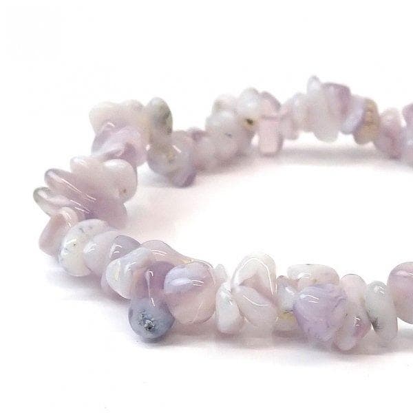 母岩付きラベンダーカルセドニー さざれ ブレスレット [X1802]
