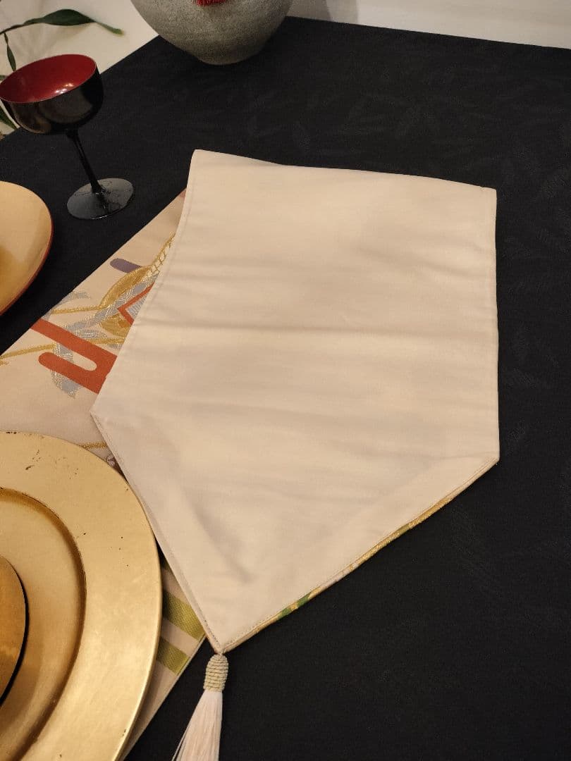 A924★逸品‼️ ひな祭り‼️御所車‼️正絹テーブルランナー2m12cm