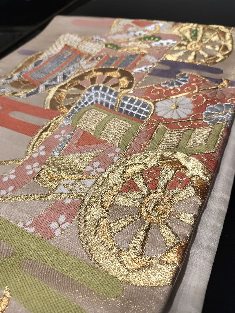 A924★逸品‼️ ひな祭り‼️御所車‼️正絹テーブルランナー2m12cm