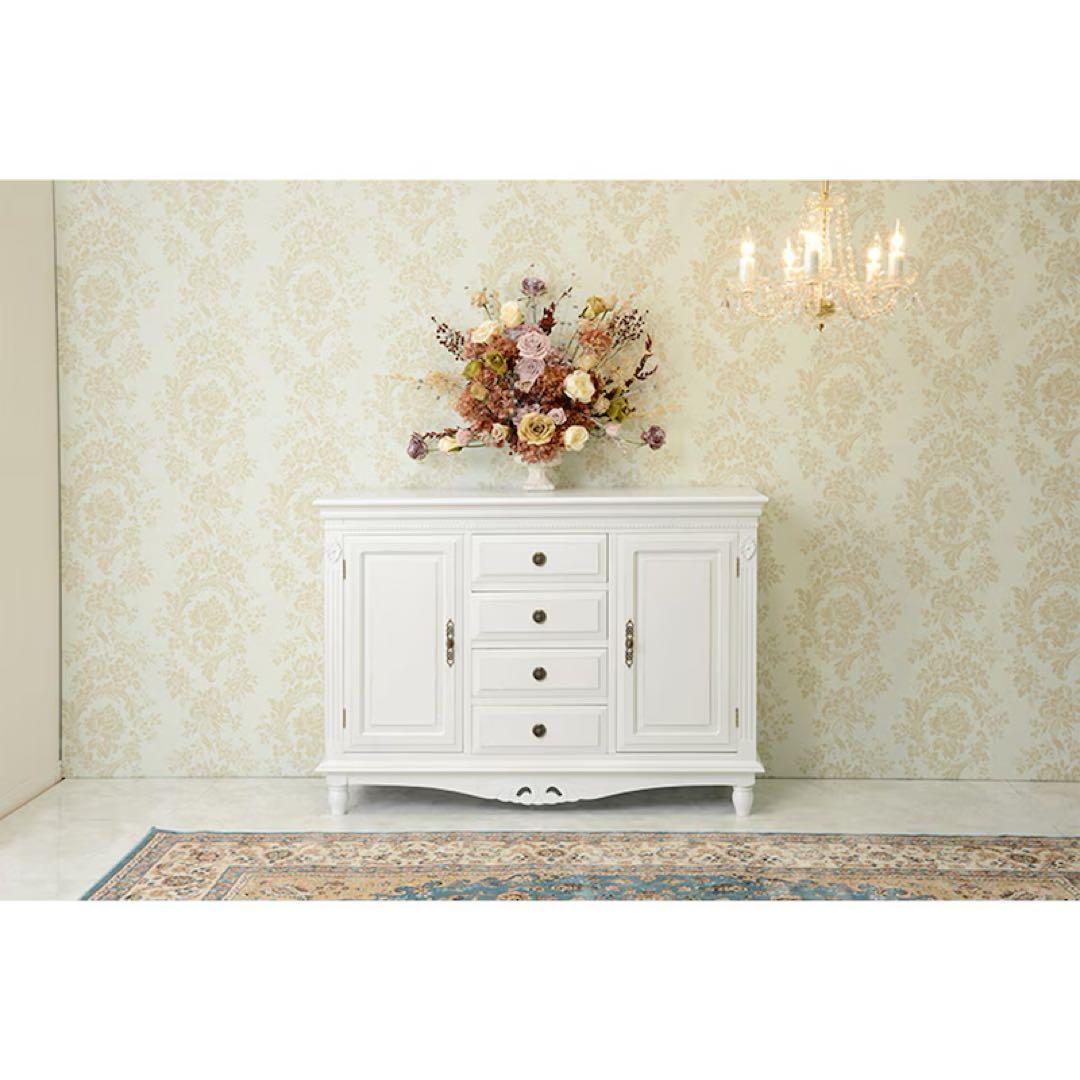 ヨーロピアン調リビングボード サイドボード キャビネット アンティーク風 姫家具
