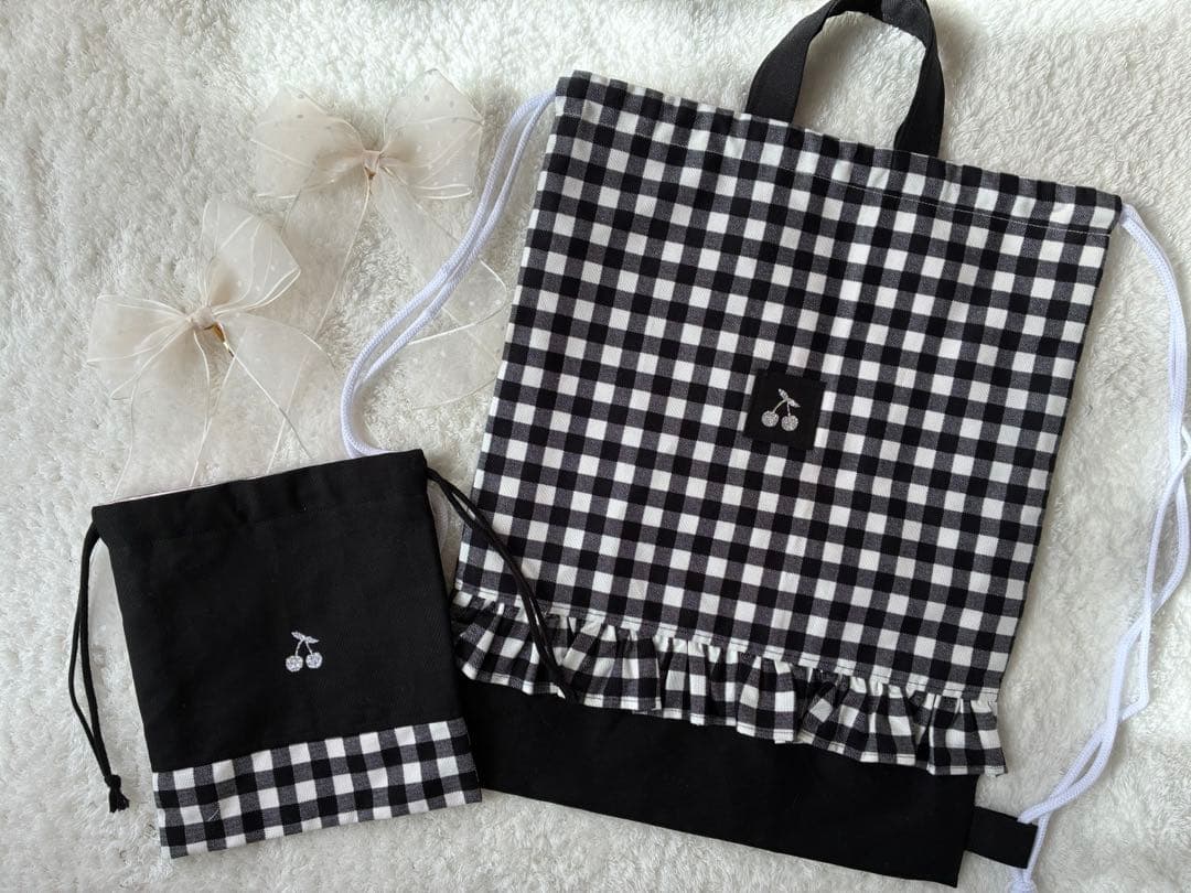 レッスンバック　女の子　上履き入れ　体操服袋　給食袋フリル　入園入学セット