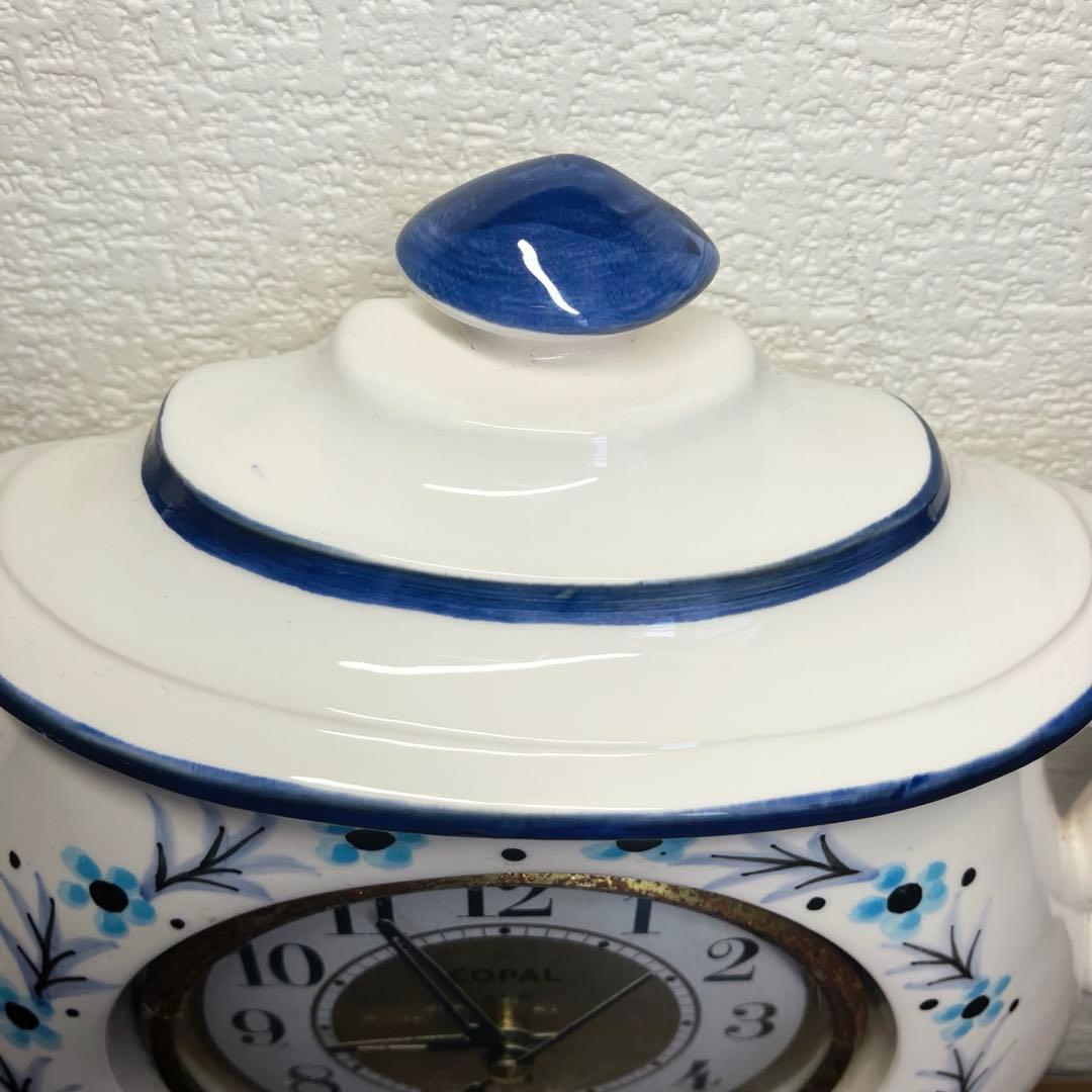 希少品！アンティーク ティーポット型アナログ時計　陶器