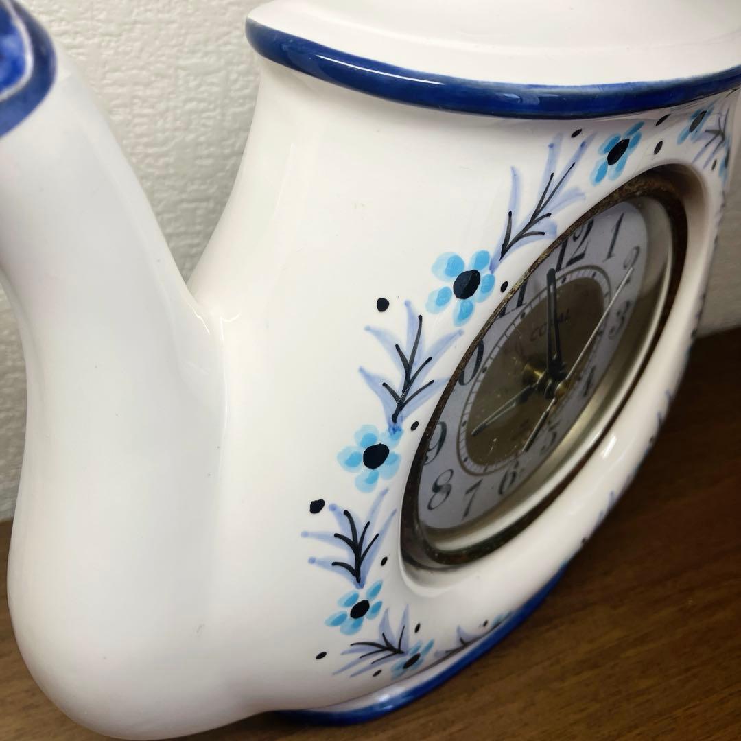 希少品！アンティーク ティーポット型アナログ時計　陶器