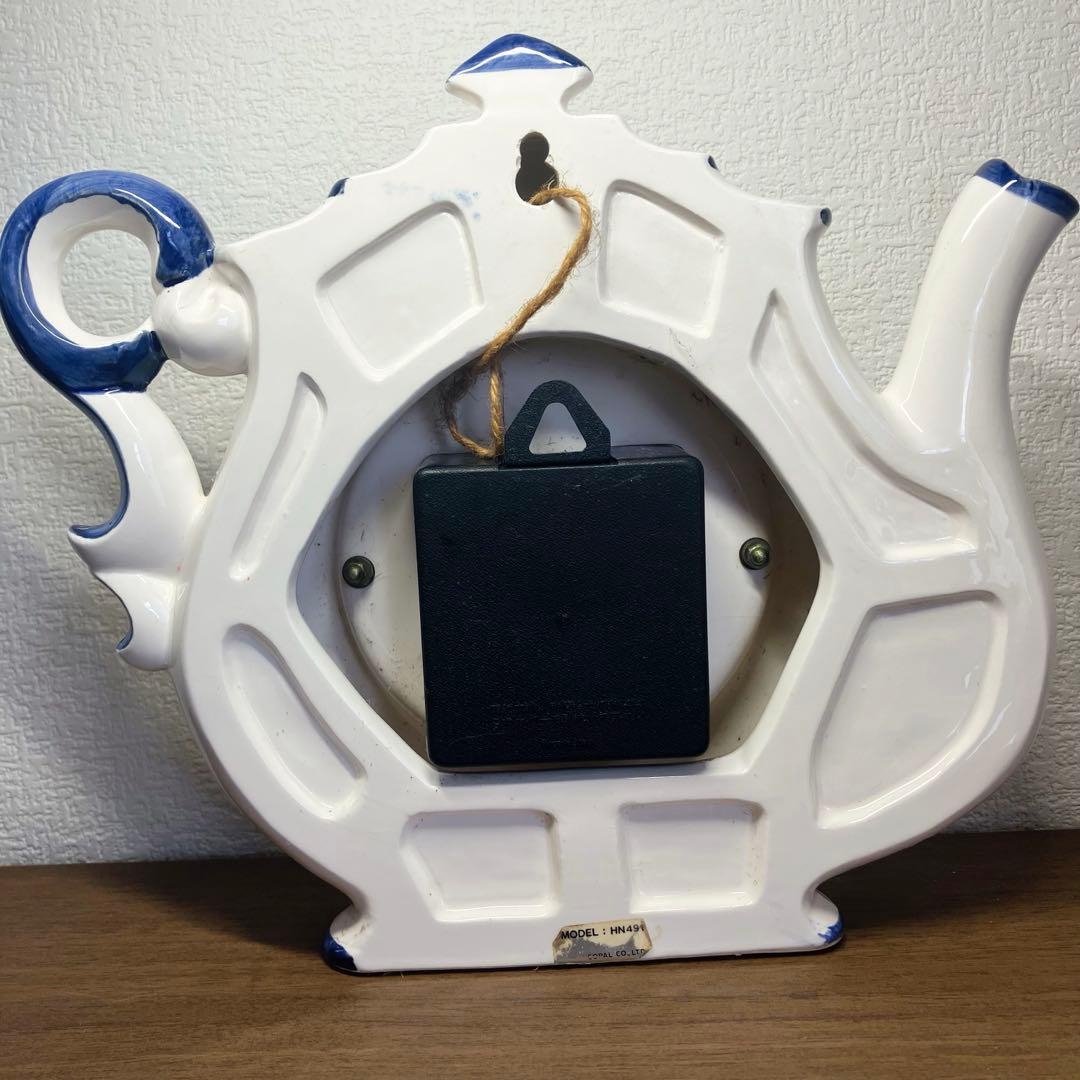 希少品！アンティーク ティーポット型アナログ時計　陶器