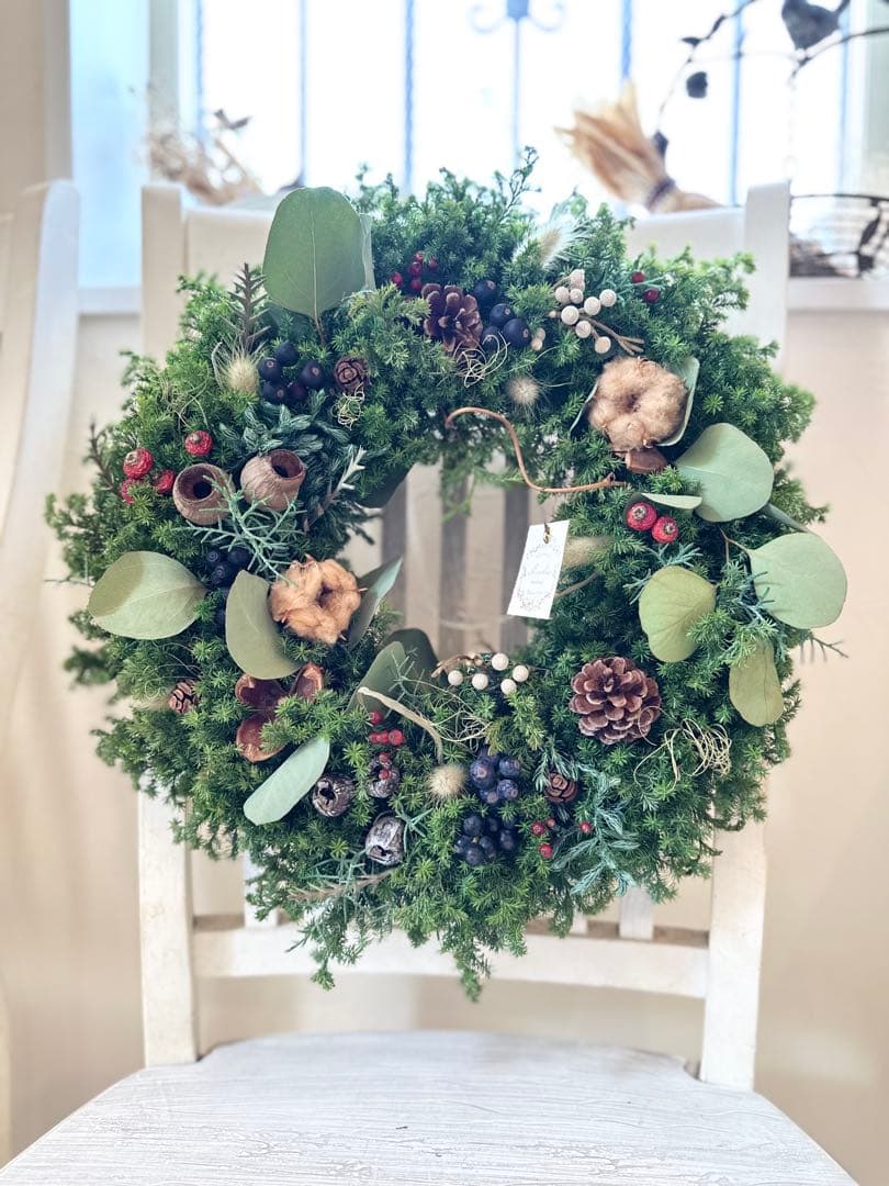 ＊針葉樹のクリスマスリース＊ 特大　ナチュラルリース　43㌢　グリーンリース