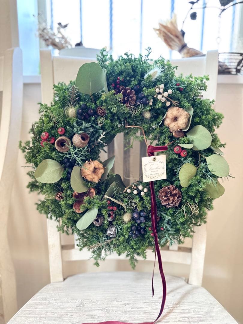 ＊針葉樹のクリスマスリース＊ 特大　ナチュラルリース　43㌢　グリーンリース